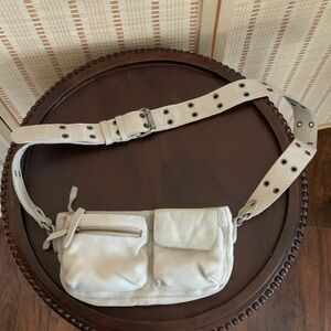 Free People Cream Leather Bag